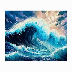 Tsunami Waves Ocean Sea Nautical Nature Water Arts Small Glasses Cloth