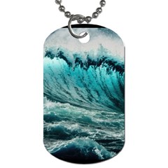 Tsunami Waves Ocean Sea Nautical Nature Water Blue Black Dog Tag (two Sides)