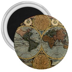 Vintage World Map 3  Magnets by Sudheng