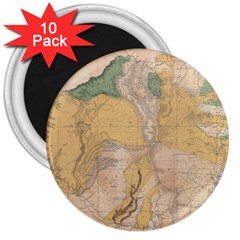 Vintage World Map Physical Geography 3  Magnets (10 Pack)  by Sudheng