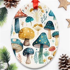 Mushroom Forest Fantasy Flower Nature Oval Ornament (two Sides) by Uceng