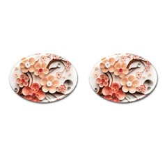 Sakura Flowers Flower Pink Blossom Spring Cufflinks (oval)