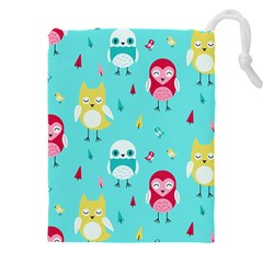 Owls Owl Bird Cute Animal Art Vector  Pattern Colorful Drawstring Pouch (4xl) by Salman4z