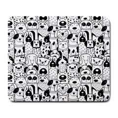 Seamless-pattern-with-black-white-doodle-dogs Large Mousepad by Salman4z