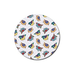 Seamless-pattern-with-hand-drawn-bird-black Rubber Coaster (round) by Salman4z