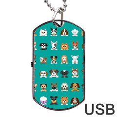 Different-type-vector-cartoon-dog-faces Dog Tag Usb Flash (two Sides) by Salman4z