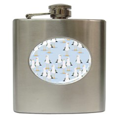 Cute-seagulls-seamless-pattern-light-blue-background Hip Flask (6 Oz) by Salman4z