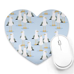 Cute-seagulls-seamless-pattern-light-blue-background Heart Mousepad by Salman4z