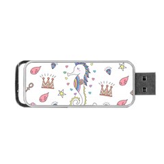 Seamless-pattern-cute-unicorn-cartoon-hand-drawn Portable Usb Flash (one Side) by Salman4z