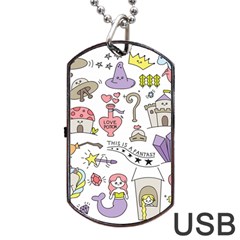 Fantasy-things-doodle-style-vector-illustration Dog Tag Usb Flash (two Sides) by Salman4z