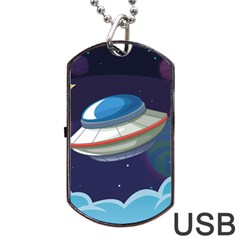 Ufo-alien-spaceship-galaxy Dog Tag Usb Flash (one Side) by Salman4z