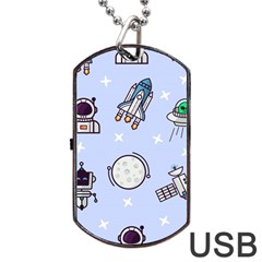 Seamless-pattern-with-space-theme Dog Tag Usb Flash (two Sides) by Salman4z