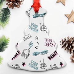 Music-themed-doodle-seamless-background Christmas Tree Ornament (two Sides) by Salman4z