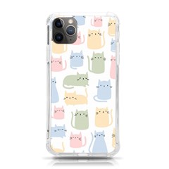 Cute-cat-colorful-cartoon-doodle-seamless-pattern Iphone 11 Pro Max 6 5 Inch Tpu Uv Print Case by Salman4z