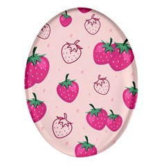 Seamless-strawberry-fruit-pattern-background Oval Glass Fridge Magnet (4 Pack)