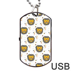 Lion Heads Pattern Design Doodle Dog Tag Usb Flash (two Sides) by pakminggu