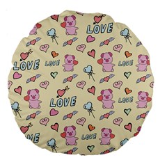 Pig Animal Love Romance Seamless Texture Pattern Large 18  Premium Flano Round Cushions by pakminggu