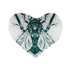 Green Insect Bee Illustration Standard 16  Premium Flano Heart Shape Cushions by pakminggu