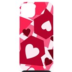 Pink Hearts Pattern Love Shape iPhone 14 Plus Black UV Print Case Front