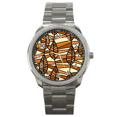 Autumn Leaf Mosaic Seamless Sport Metal Watch by danenraven