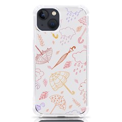 Weather Umbrella Rain Cloud Seamless Doodle Pattern Iphone 13 Tpu Uv Print Case by Bakwanart