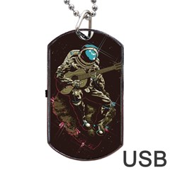 Astronaut Playing Guitar Parody Dog Tag Usb Flash (one Side) by Bakwanart