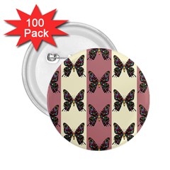 Butterflies Pink Old Ancient Texture Decorative 2 25  Buttons (100 Pack)  by 99art