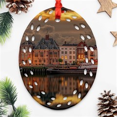 Old Port Of Maasslui Netherlands Ornament (oval Filigree) by 99art