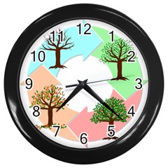 Seasons-of-the-year-year-tree Wall Clock (black) by 99art