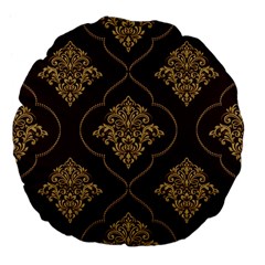 Vector Gold Ornament Pattern Seamless Damask Large 18  Premium Flano Round Cushions by danenraven