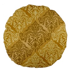 Damas Pattern Vector Texture Gold Ornament With Seamless Large 18  Premium Flano Round Cushions by danenraven