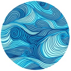 Ocean Waves Sea Abstract Pattern Water Blue Wooden Bottle Opener (round) by danenraven