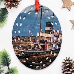 End Of The World: Nautical Memories At Ushuaia Port, Argentina Ornament (oval Filigree) by dflcprintsclothing