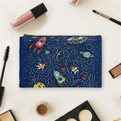 Cat-cosmos-cosmonaut-rocket Cosmetic Bag (medium) by Wav3s