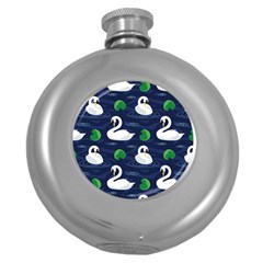 Swan-pattern-elegant-design Round Hip Flask (5 Oz) by Wav3s