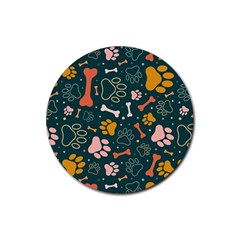 Dog Paw Colorful Fabrics Digitally Rubber Coaster (round) by Wav3s