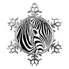 Animal Cute Pattern Art Zebra Metal Large Snowflake Ornament by Amaryn4rt