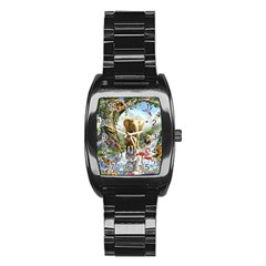 Beautiful Jungle Animals Stainless Steel Barrel Watch by Ravend