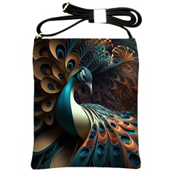 Colorful Peacock Bird Feathers Shoulder Sling Bag by Vaneshop