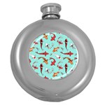 Pattern-with-koi-fishes Round Hip Flask (5 oz) Front