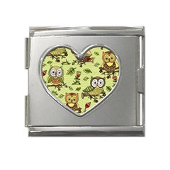 Seamless-pattern-with-flowers-owls Mega Link Heart Italian Charm (18mm) by uniart180623