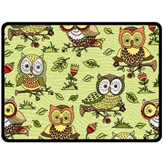 Seamless-pattern-with-flowers-owls Fleece Blanket (large) by uniart180623