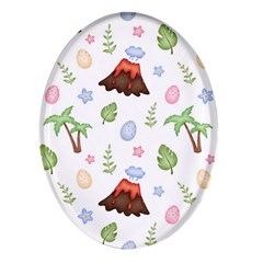 Cute-palm-volcano-seamless-pattern Oval Glass Fridge Magnet (4 Pack)