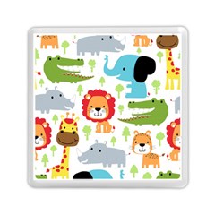 Seamless-pattern-vector-with-animals-cartoon Memory Card Reader (square) by uniart180623