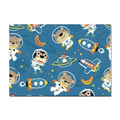 Seamless-pattern-funny-astronaut-outer-space-transportation Sticker A4 (10 Pack)