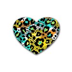 Seamless-leopard-wild-pattern-animal-print Rubber Coaster (Heart) Front