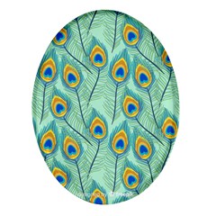 Lovely-peacock-feather-pattern-with-flat-design Oval Glass Fridge Magnet (4 Pack)