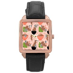 Japanese Street Food  Soba Noodle In Bowls Rose Gold Leather Watch  by uniart180623