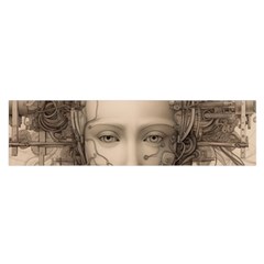 Cyborg Robot Future Drawing Poster Oblong Satin Scarf (16  X 60 ) by Ravend