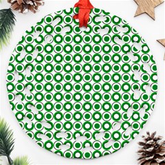 Mazipoodles Green White Donuts Polka Dot  Ornament (round Filigree) by Mazipoodles